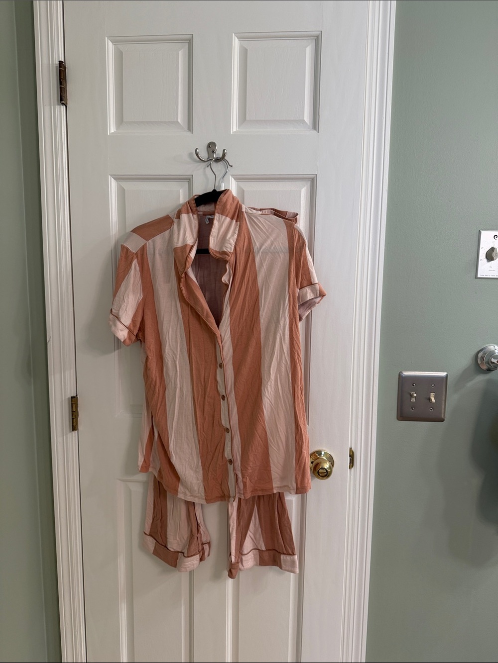 Nordstrom Peach & Cream Striped Short-Sleeve Pajama Set